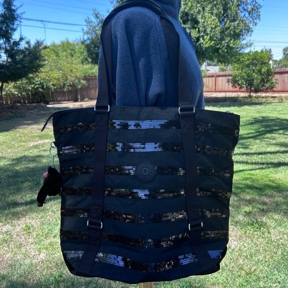 KIPLING Large Shopper Double Handle Shoulder Tote w/ Sven the Gorilla Charm NWOT - Picture 11 of 11